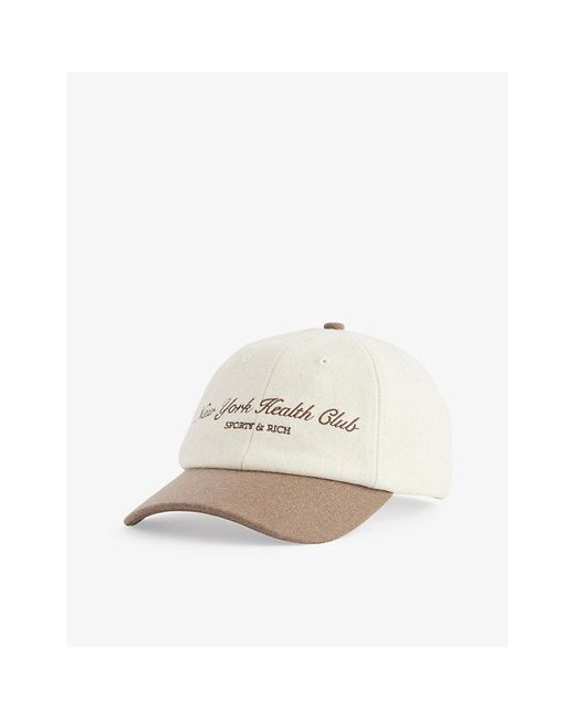 Sporty & Rich White Health Club Brand-embroidered Wool Cap