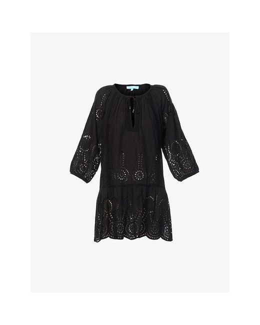 Melissa Odabash Black Ashley Scalloped-Hem Cotton Cover-Up