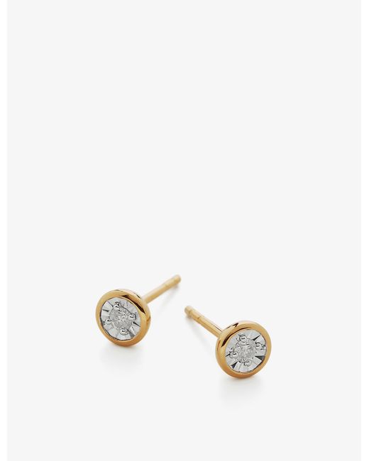 Monica Vinader Metallic Essential 18ct Recycled Yellow Gold-plated Vermeil Sterling Silver And Diamond Earrings