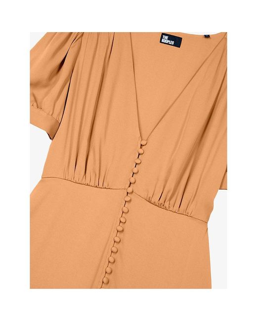 The Kooples Orange V-Neck Short-Sleeve Woven Mini Dress