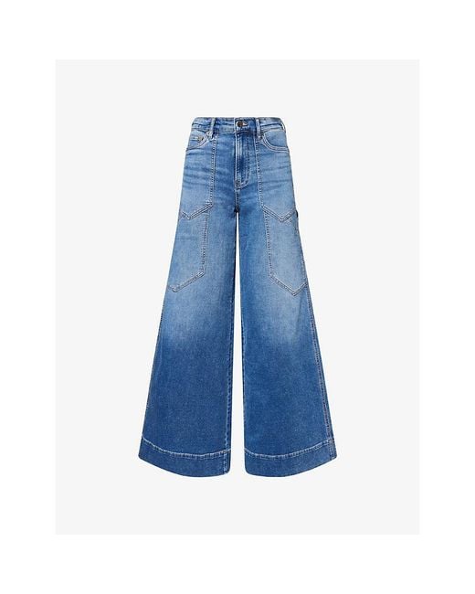 Veronica Beard Blue Freddy Wide-Leg Cargo Denim Jeans