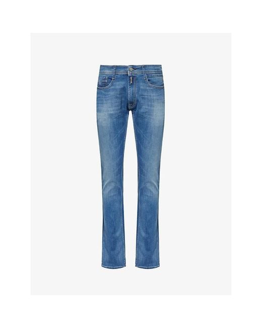 Replay Blue Rocco Straight-leg Stretch-denim Jeans for men