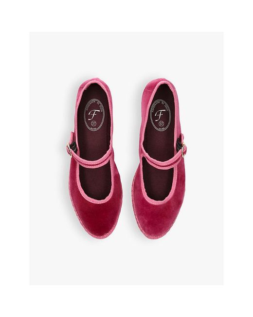 Flabelus Red Frances Single-Strap Cotton Mary Jane Flats
