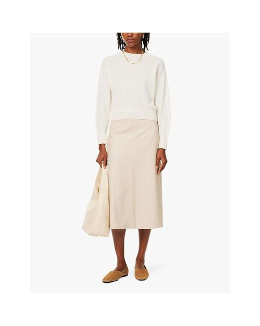 Max Mara White Scilli Slim-fit Faux-leather Midi Skirt