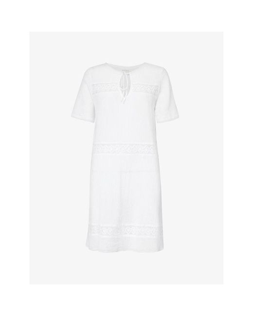 Aspiga White Roxy V-neck Cotton Mini Dress