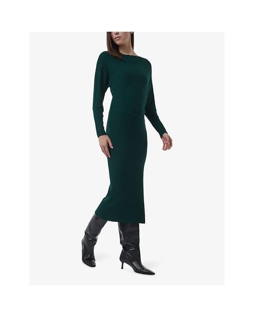 eem Green Boat-Neck Ribbed-Knit Midi Dress