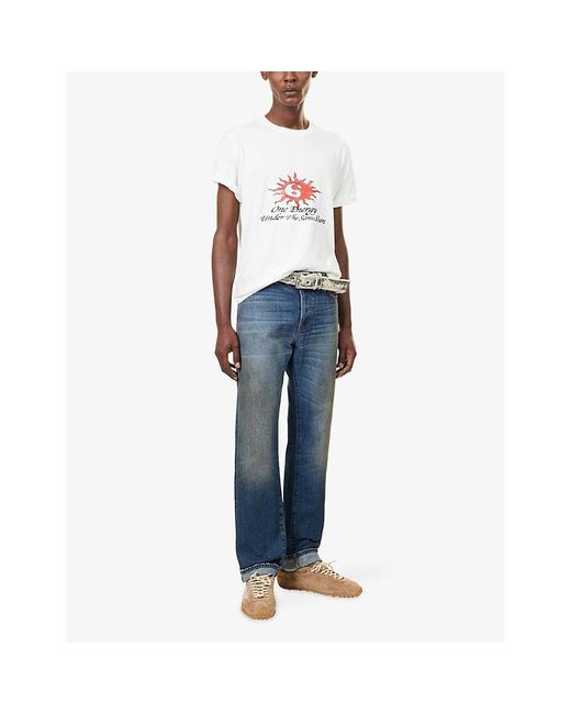 Twojeys White Same Energy Graphic-Print Cotton T-Shirt for men