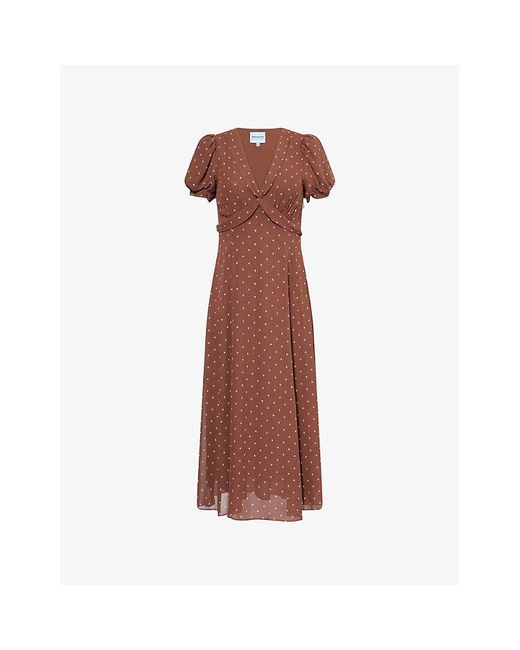 Reformation Brown Michelle Polka-Dot Woven Maxi Dress
