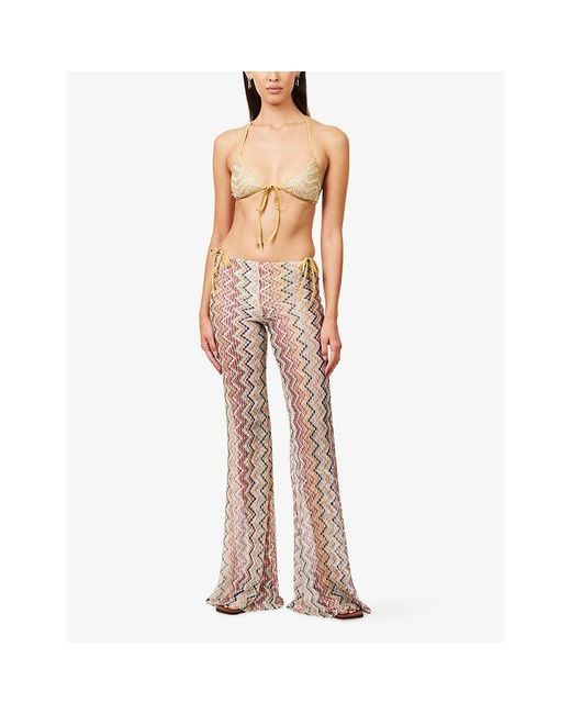 Missoni Multicolor Zig-Zag Printed Flared Mesh Trousers