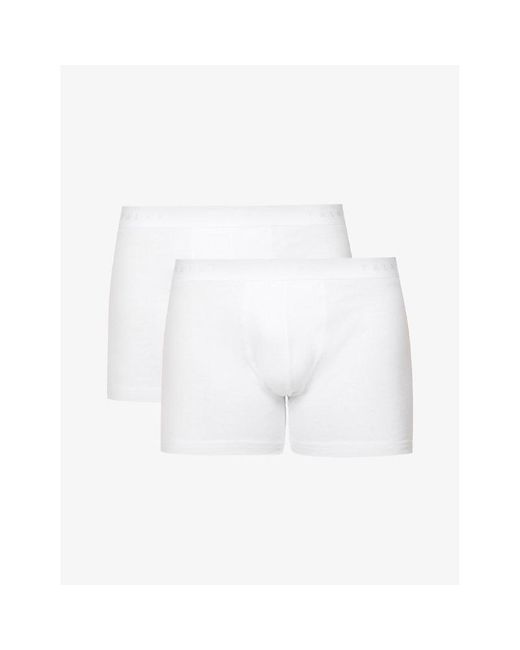 Falke White Tonal Waistband Pack Of Two Stretch-Cotton Boxers for men