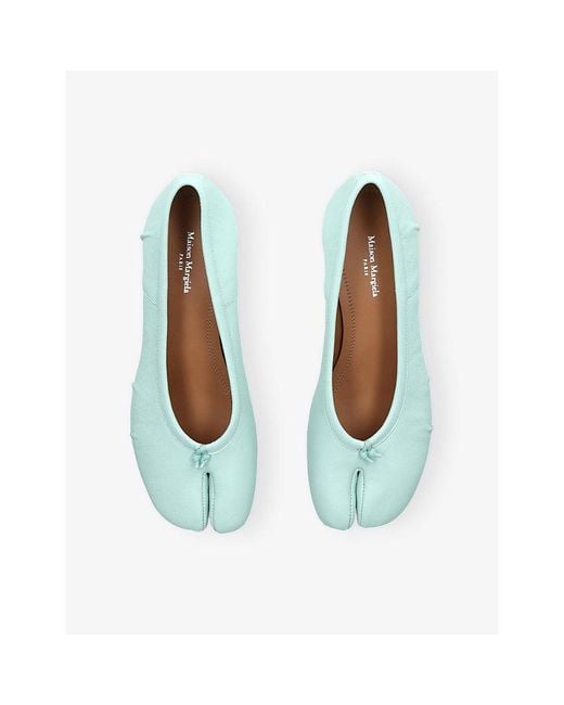 Maison Margiela Green Tabi Ballerina Leather Heeled Shoes