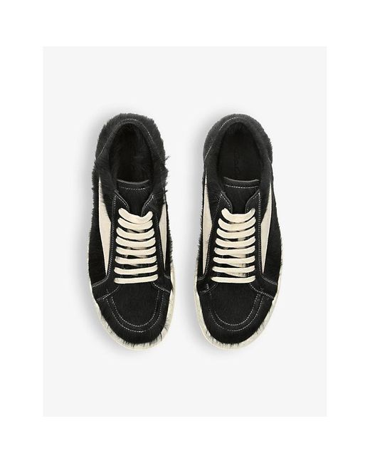 Rick Owens Black Vintage Low Brushed Pony-hair Low-top Trainers for men