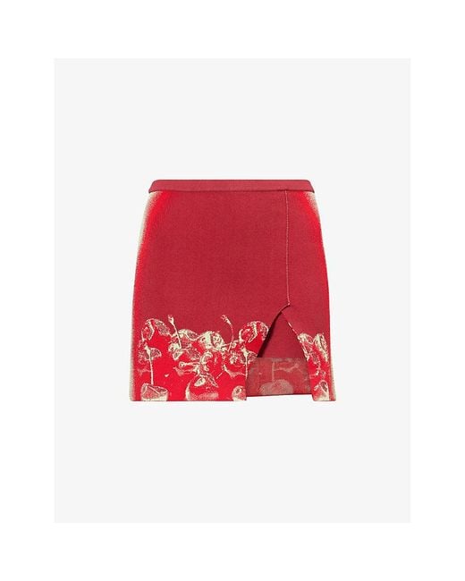 Ph5 Red Eila Cherry-Print Stretch-Woven Mini Skort