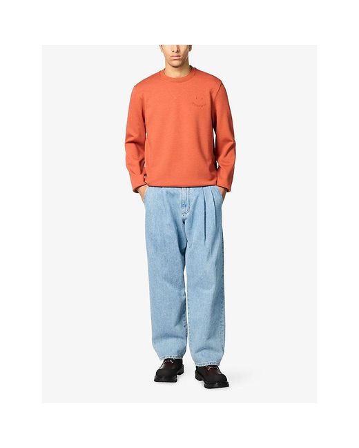 Paul Smith Orange Logo-Embossed Relaxed-Fit Cotton-Blend Sweatshirt for men