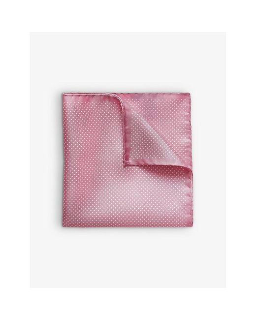 Eton of Sweden Pink Polka-Dot Silk Pocket Square for men