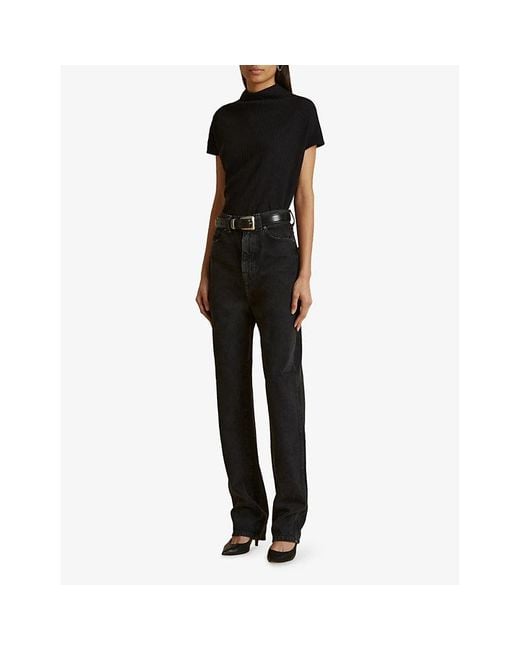 Khaite Black Benny Slim Leather Belt