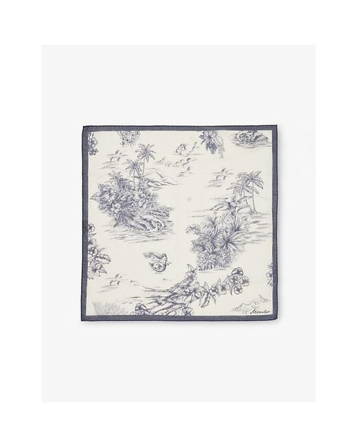 Moncler Metallic Logo Graphic-Print Silk Scarf for men