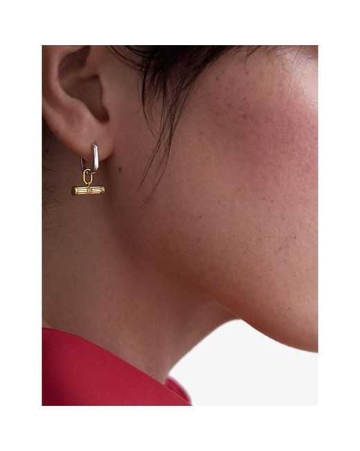 Astley Clarke White X Laura Jackson T-Bar 18Ct-Plated 925 Sterling And Sapphire Huggie Earrings