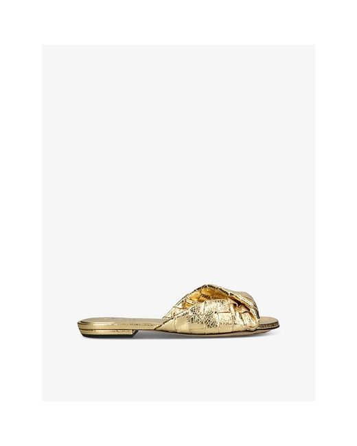 Bottega Veneta Natural Blink Flat Intrecciato Leather Mules