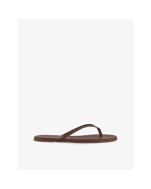 TKEES Brown Lily Nude Foundations Leather Flip-Flops