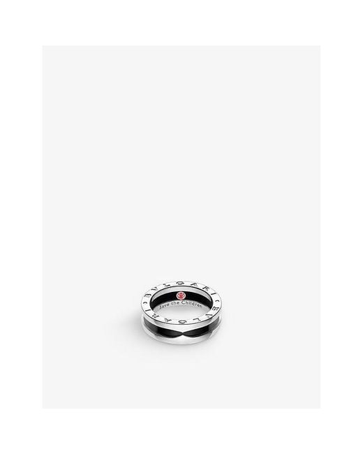 BVLGARI White Save The Children One-Band Sterling- And Ceramic Ring
