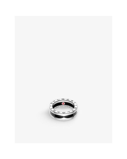 BVLGARI Save The Children Sterling And Black Ceramic One-band Ring in  Metallic | Lyst