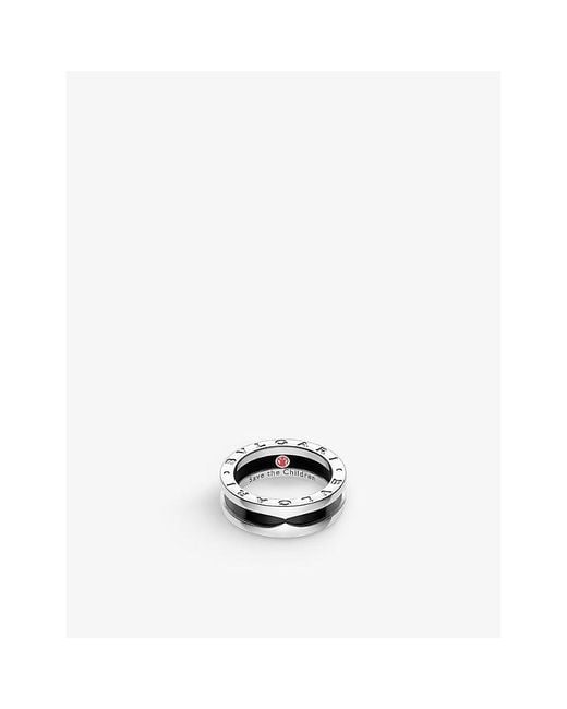 BVLGARI Save The Children Sterling And Black Ceramic One-band Ring in  Metallic | Lyst