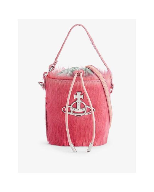 Vivienne Westwood Pink Daisy Fur-texture Bucket Bag