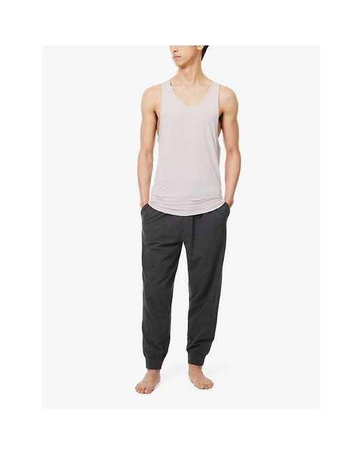 Calvin Klein Gray Brand-patch Relaxed-fit Stretch-cotton Trousers for men