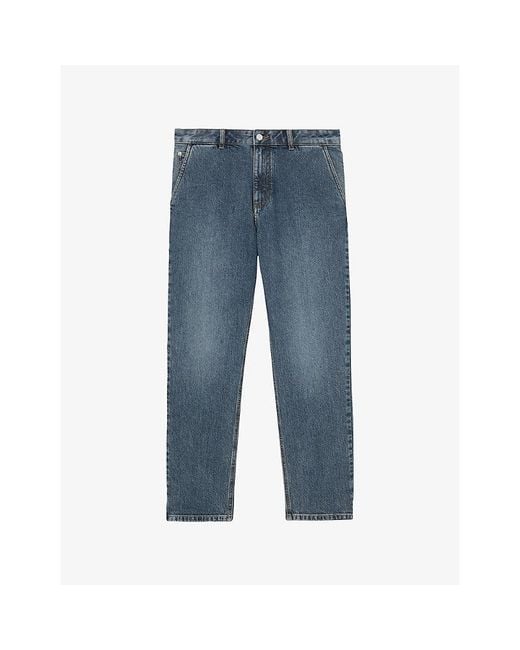 Reiss Blue Manhattan Straight-Leg Stretch-Denim Jeans for men