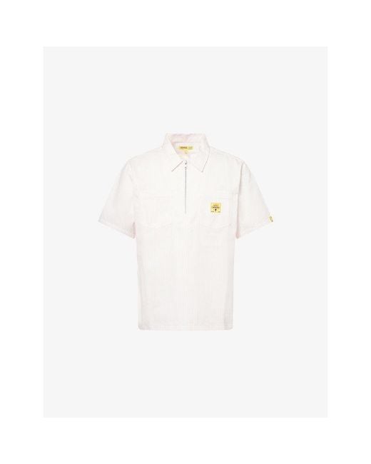 ICECREAM White Waitress Half-Zip Woven Work Shirt for men