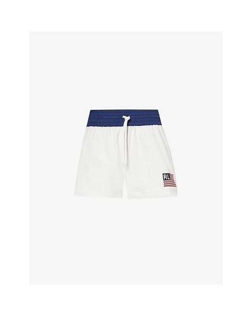 Polo Ralph Lauren Blue Flag Logo-print Cotton-blend Jersey Shorts