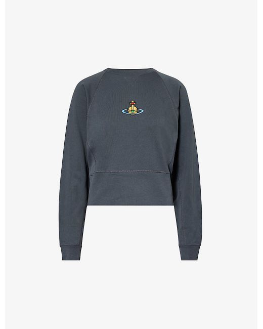 Vivienne Westwood Blue Athletic Logo-embroidered Cotton-jersey Sweatshirt