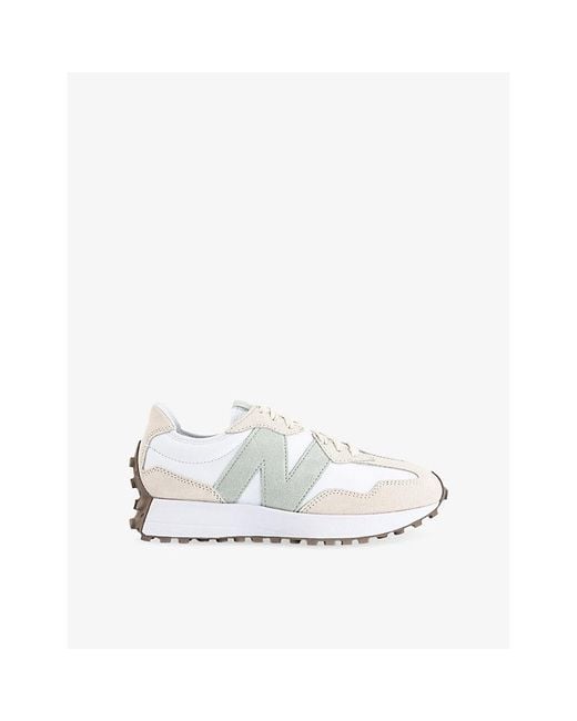 New Balance White 327 Suede And Leather Trainers