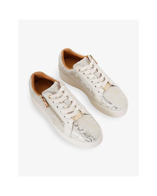 Carvela Kurt Geiger White Connected Zip Leather Flatform Low-Top Trainers