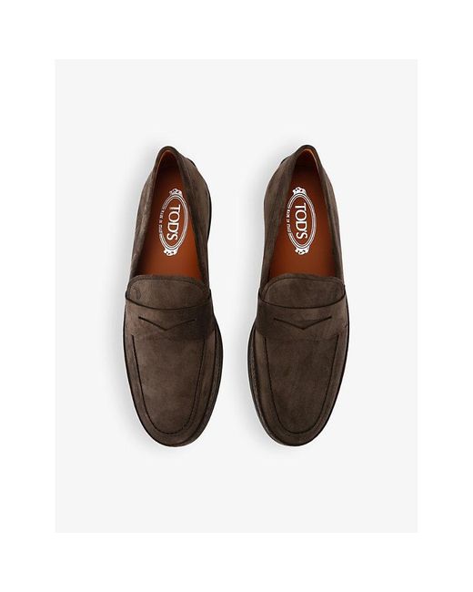 Tod's Brown Gomma Tv Slip-On Suede Loafers for men