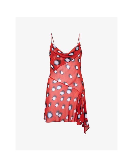 Rat & Boa Red Rosela Printed Sheer Mini Dress