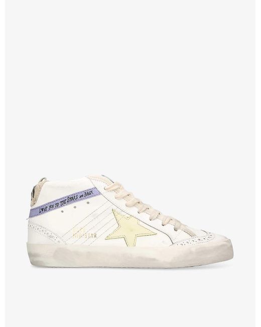 Golden Goose Deluxe Brand Natural Mid Star 11500 Logo-print Leather Mid-top Trainers