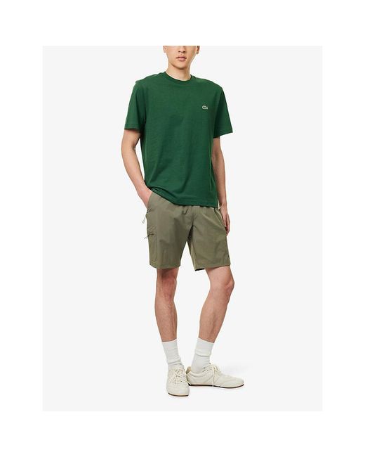 Lacoste Green Embroidered-Emblem Crew-Neck Cotton T-Shirt for men