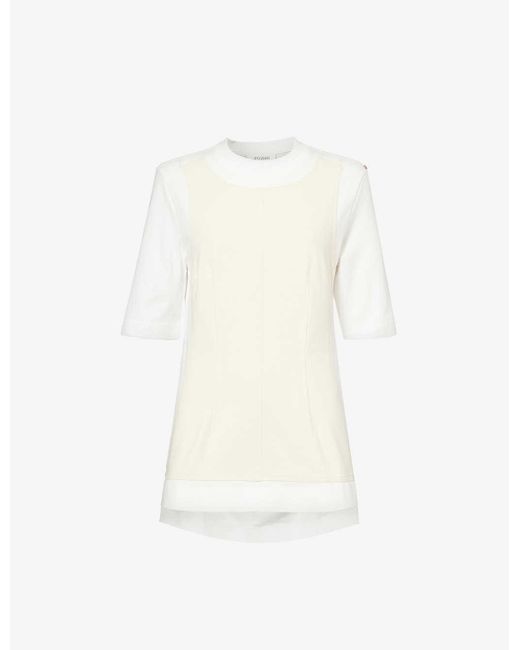 Sportmax White Ululo Contrast-panel Cotton-jersey T-shirt