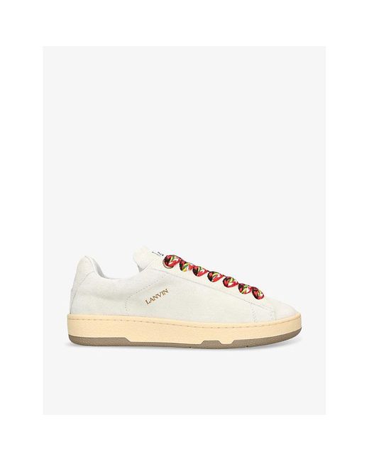 Lanvin Natural Curb Lite Foiled-branding Leather Low-top Trainers