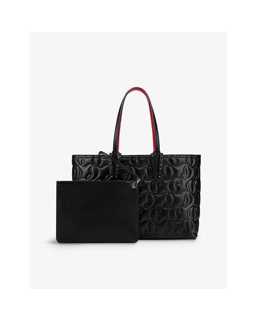 Christian Louboutin Black Cabata Logo-embossed Small Leather Tote Bag
