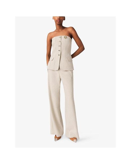 Maje Natural Strapless Slim-Fit Stretch-Woven Bustier Top