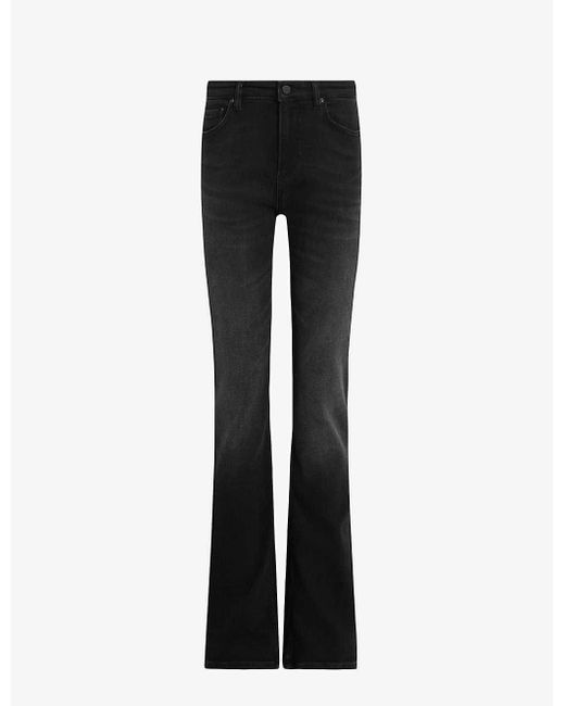 AllSaints Black Haldan High-rise Bootcut Stretch Organic-denim Jeans