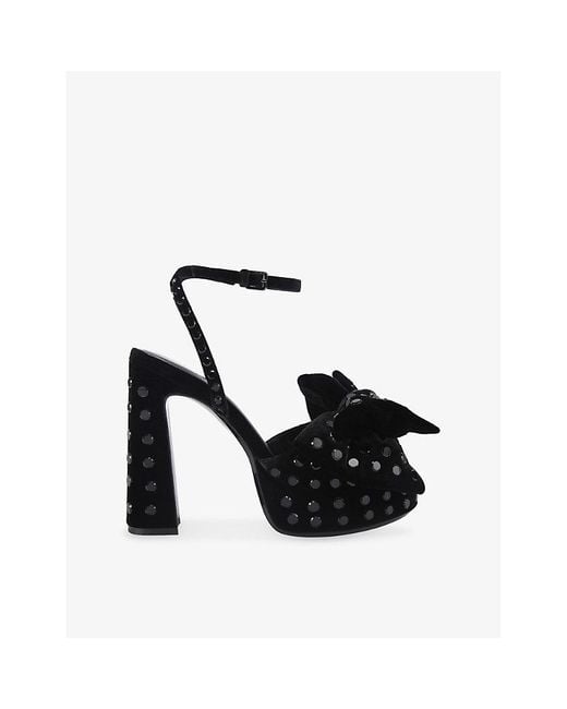 KG by Kurt Geiger Black Style Stud Faux-Leather Heeled Sandals