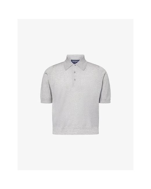 John Smedley Gray X Bill Nighy Short-Sleeve Merino Wool Polo Shirt for men