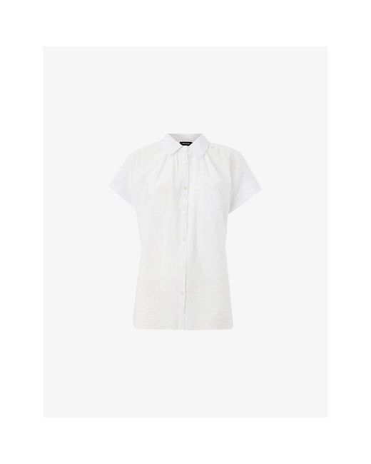 Whistles White Nicola Button-Through Short-Sleeve Woven Shirt