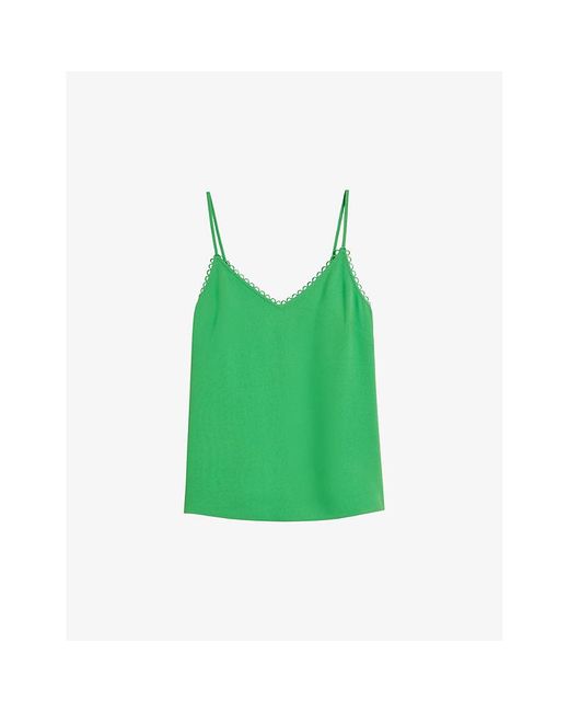 Ted Baker Green Andreno Looped-trim V-neck Woven Cami Top