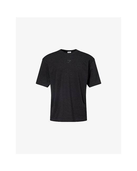 GYMSHARK Blue Power Brand-Print Stretch-Cotton T-Shirt for men