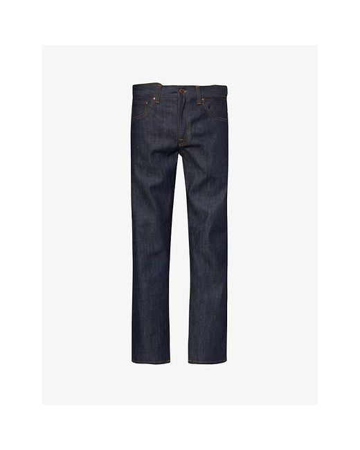 Nudie Jeans Blue Gritty Jackson Straight-leg Regular-fit Denim Jeans for men
